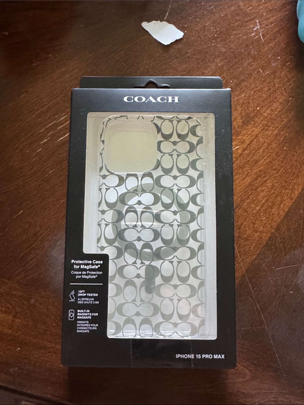 Coach Clear Signature Pattern iPhone 15 Pro Max Case - Gray